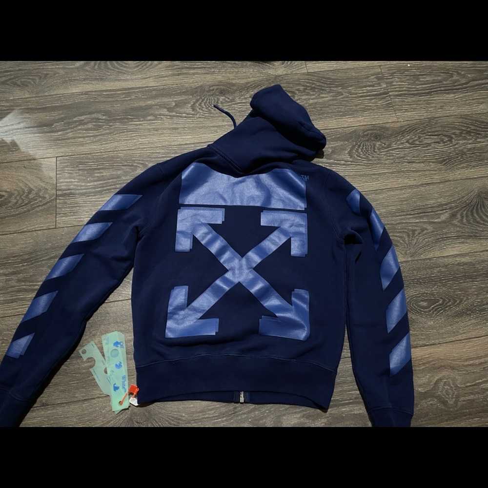 Off White Navy Rubber Arrow Hoodie